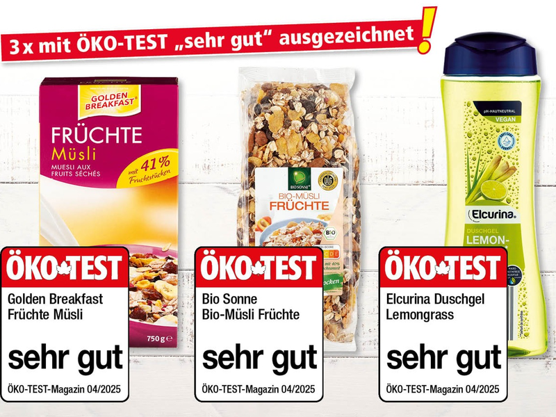 NORMA bekommt für Müslis und Duschgel von ÖKO-TEST gleich dreimal das Prädikat sehr gut / Ökotest April 2025 zeichnet NORMA Eigenmarken aus - Foto: presseportal.de