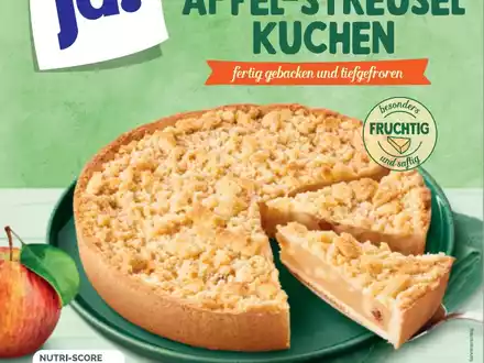 Rückruf ja! Apfel-Streuselkuchen, 1250g, mit dem Mindesthaltbarkeitsdatum 05/2026 und Charge 5036 - Foto: presseportal.de