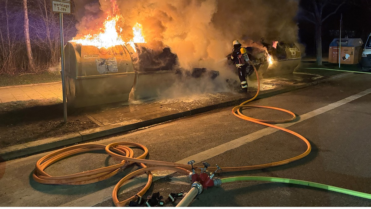 FW-M: Brennende Wertstoffcontainer sorgen für unruhige Nacht (Aubing-Lochhausen-Langwied) - Foto: presseportal.de
