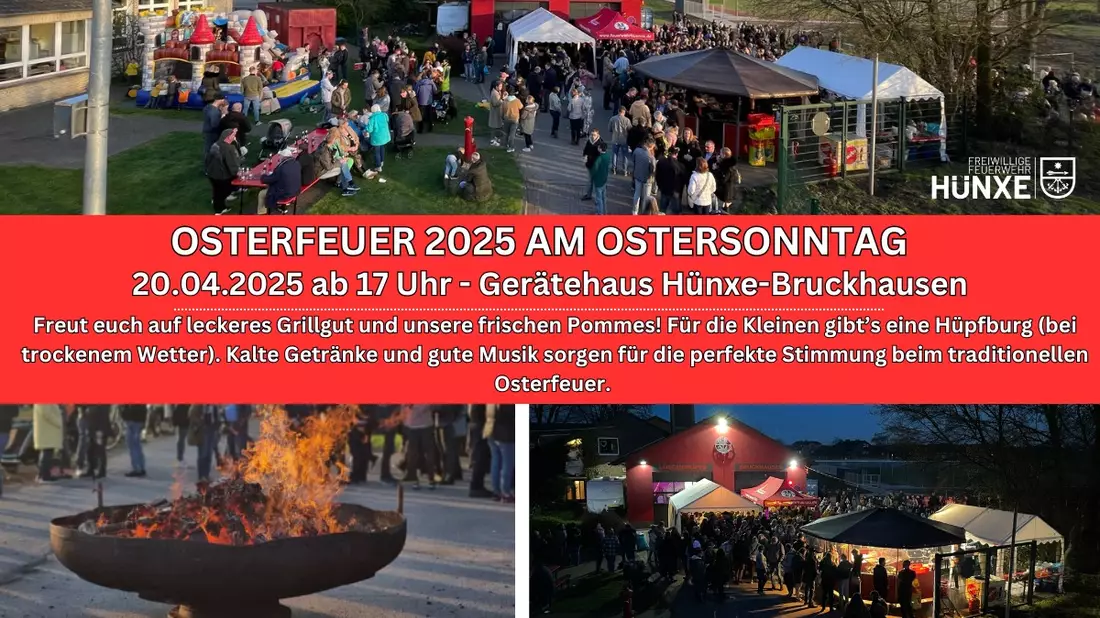 FW Hünxe: Osterfeuer der Einheit Bruckhausen am 20. April 2025 - Bild: presseportal.de