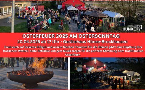 FW Hünxe: Osterfeuer der Einheit Bruckhausen am 20. April 2025 - Foto: presseportal.de