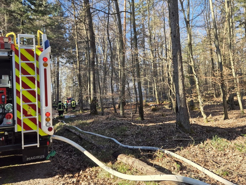 FW Pforzheim: Waldbrand im Bereich Hagenschieß - Eichwald - Foto: presseportal.de