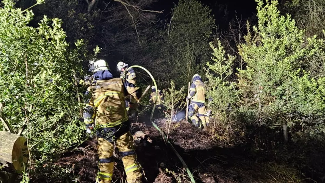 FW-E: Nächtlicher Waldbrand in steilem Gelände - Feuerwehr im Großeinsatz - Bild: presseportal.de