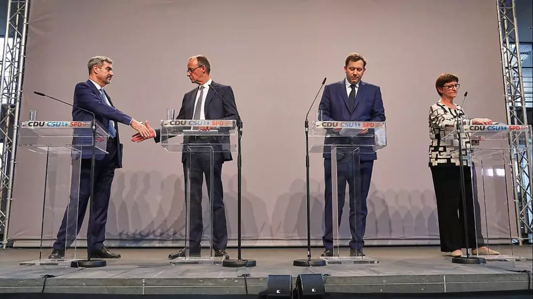 Bekanntgabe Einigung auf Koalition von CDU, CSU und SPD am 09.04.2025 - Bild: über dts Nachrichtenagentur