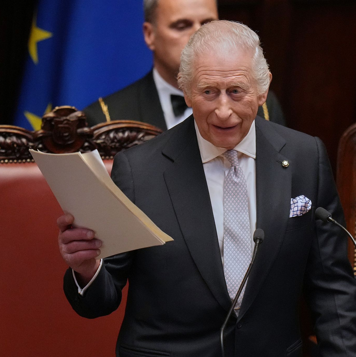 Der König sprach lange im italienischen Parlament.  - Foto: Alessandra Tarantino/AP/dpa
