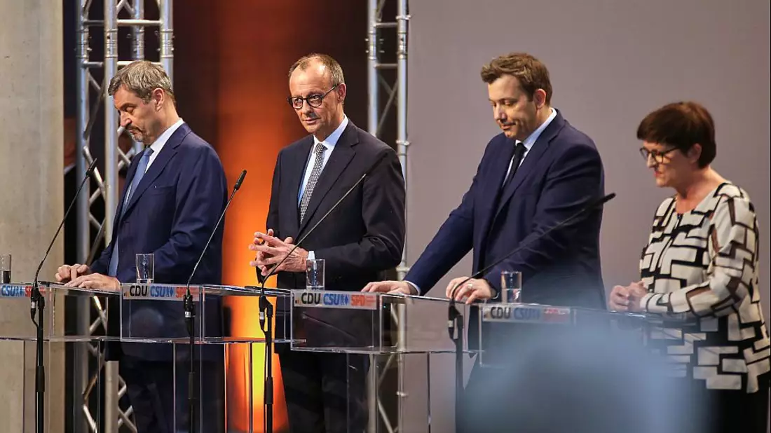 Söder, Merz, Klingbeil, Esken am 09.04.2025 - Bild: über dts Nachrichtenagentur