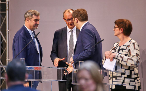 Söder, Merz, Klingbeil, Esken am 09.04.2025 - Foto: über dts Nachrichtenagentur