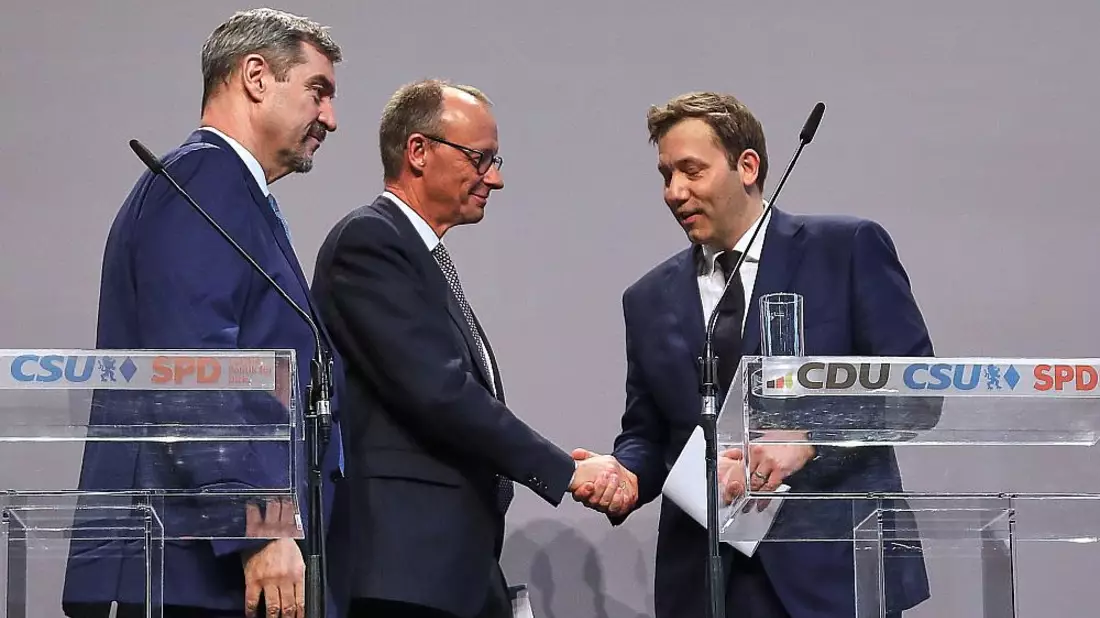 Markus Söder, Friedrich Merz, Lars Klingbeil am 09.04.2025 - Bild: über dts Nachrichtenagentur