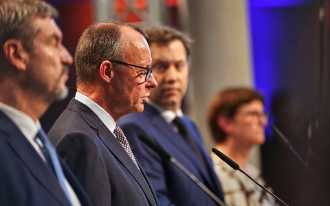 Söder, Merz, Klingbeil, Esken am 09.04.2025 - Foto: über dts Nachrichtenagentur