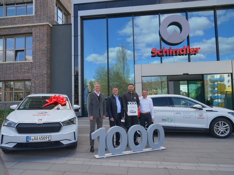 Škoda übergibt den 1.000sten elektrischen Enyaq an Firmenwagenflotte von Schindler Deutschland - Foto: presseportal.de
