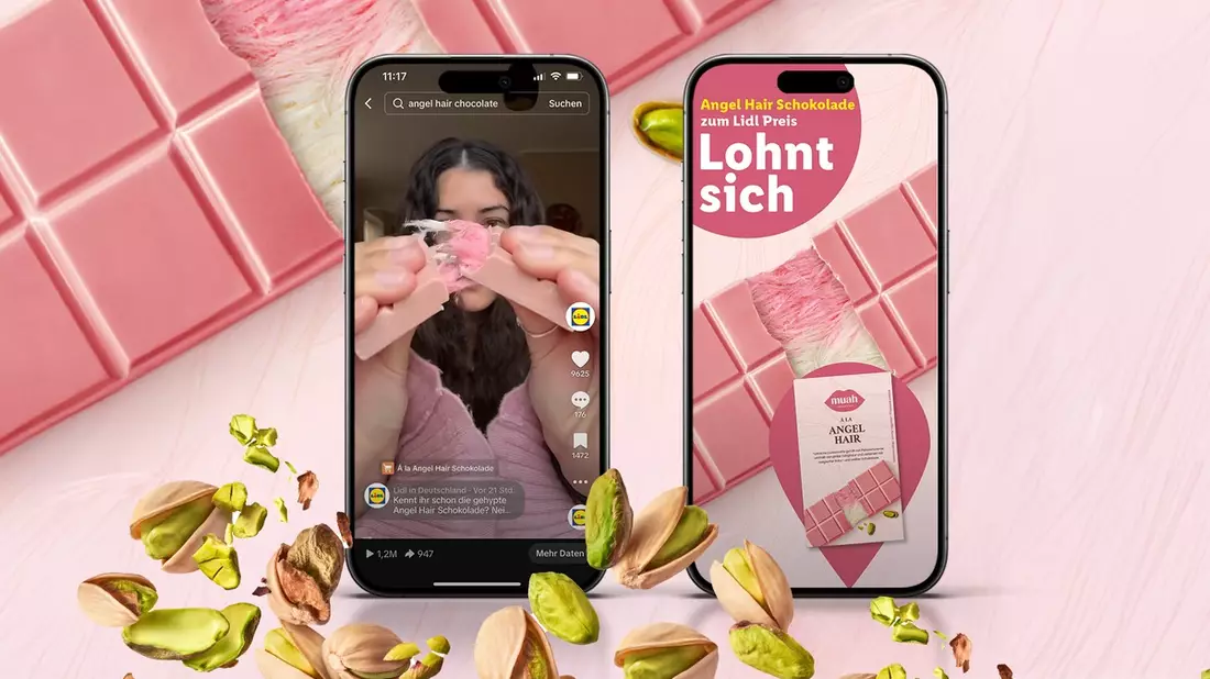 Angel Hair Schokolade in limitierter Edition ab nächster Woche bei Lidl erhältlich / Schokotrend ab sofort exklusiv über TikTok einkaufen - Bild: presseportal.de
