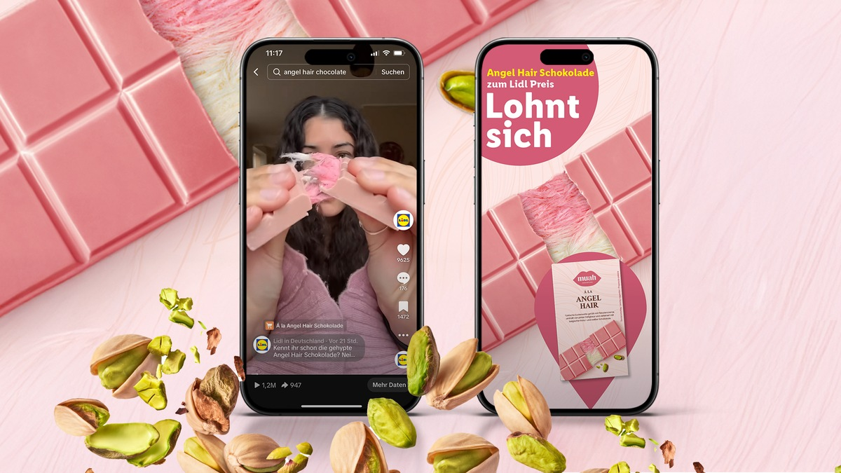 Angel Hair Schokolade in limitierter Edition ab nächster Woche bei Lidl erhältlich / Schokotrend ab sofort exklusiv über TikTok einkaufen - Foto: presseportal.de