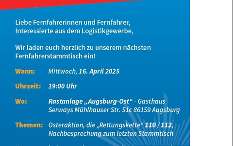 POL Schwaben Nord: Fernfahrerstammtisch am 16.04.2025 - Foto: presseportal.de