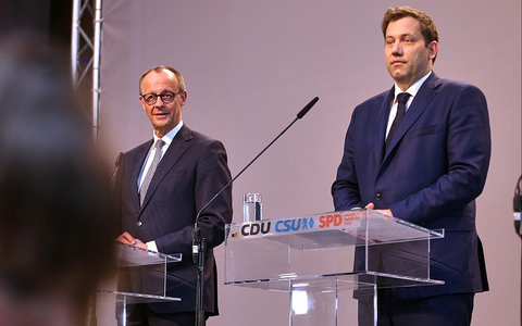 Friedrich Merz, Lars Klingbeil am 09.04.2025 - Foto: über dts Nachrichtenagentur