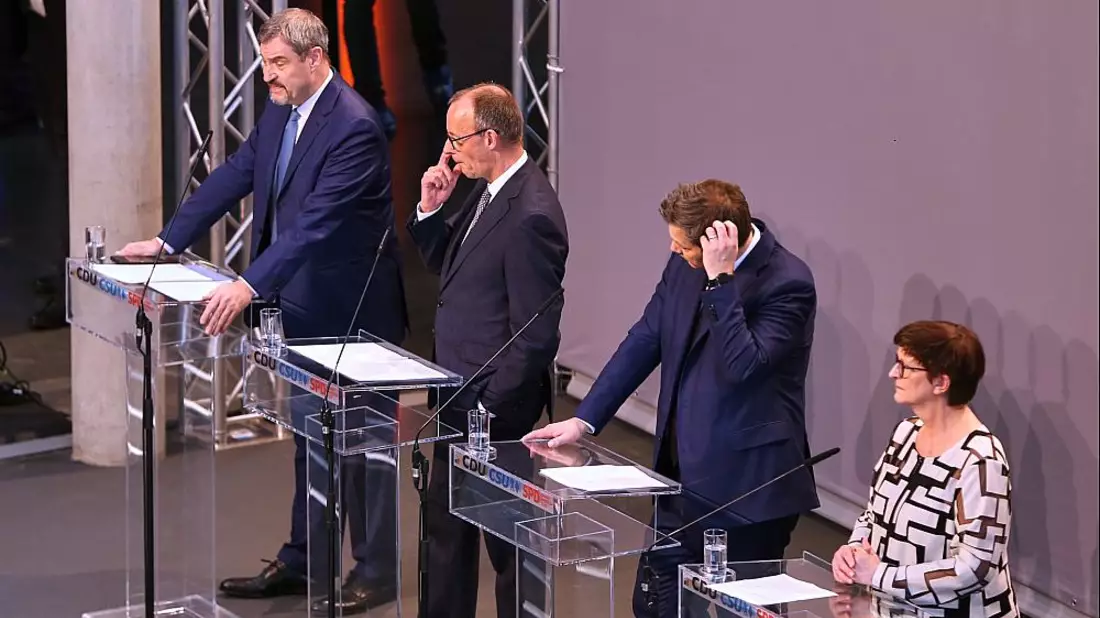 Söder, Merz, Klingbeil, Esken am 09.04.2025 - Bild: über dts Nachrichtenagentur