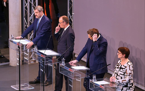 Söder, Merz, Klingbeil, Esken am 09.04.2025 - Foto: über dts Nachrichtenagentur