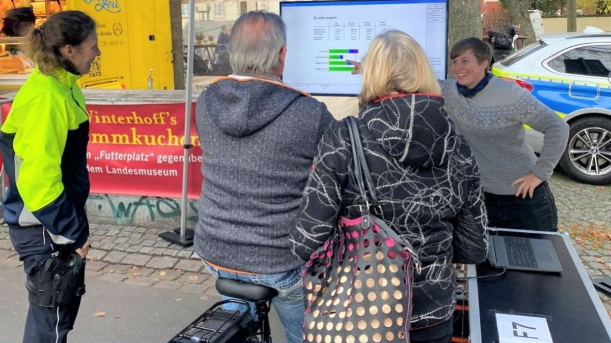 POL-MS: Schon ausprobiert? - Den Pedelec-Verkehrssimulator der Polizei auf dem Wochenmarkt testen - Foto: presseportal.de