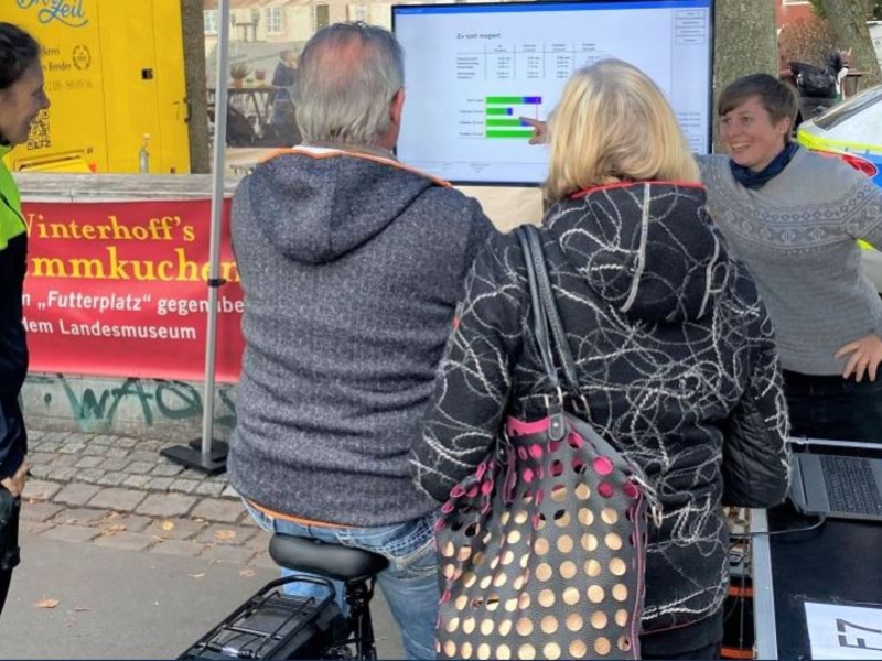 POL-MS: Schon ausprobiert? - Den Pedelec-Verkehrssimulator der Polizei auf dem Wochenmarkt testen - Foto: presseportal.de