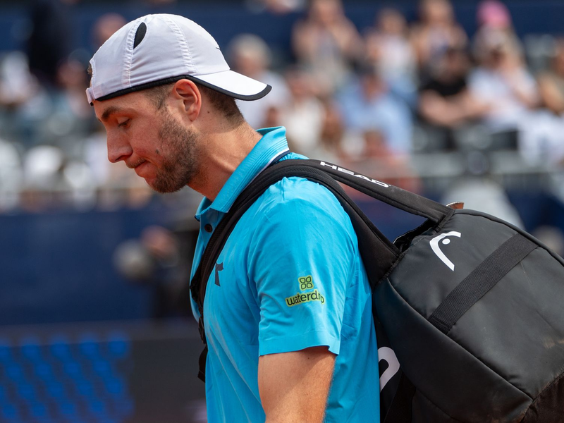 Hatte bei seinem München-Debüt keine Chance: Tennis-Youngster Justin Engel. - Foto: Leonie Asendorpf/dpa