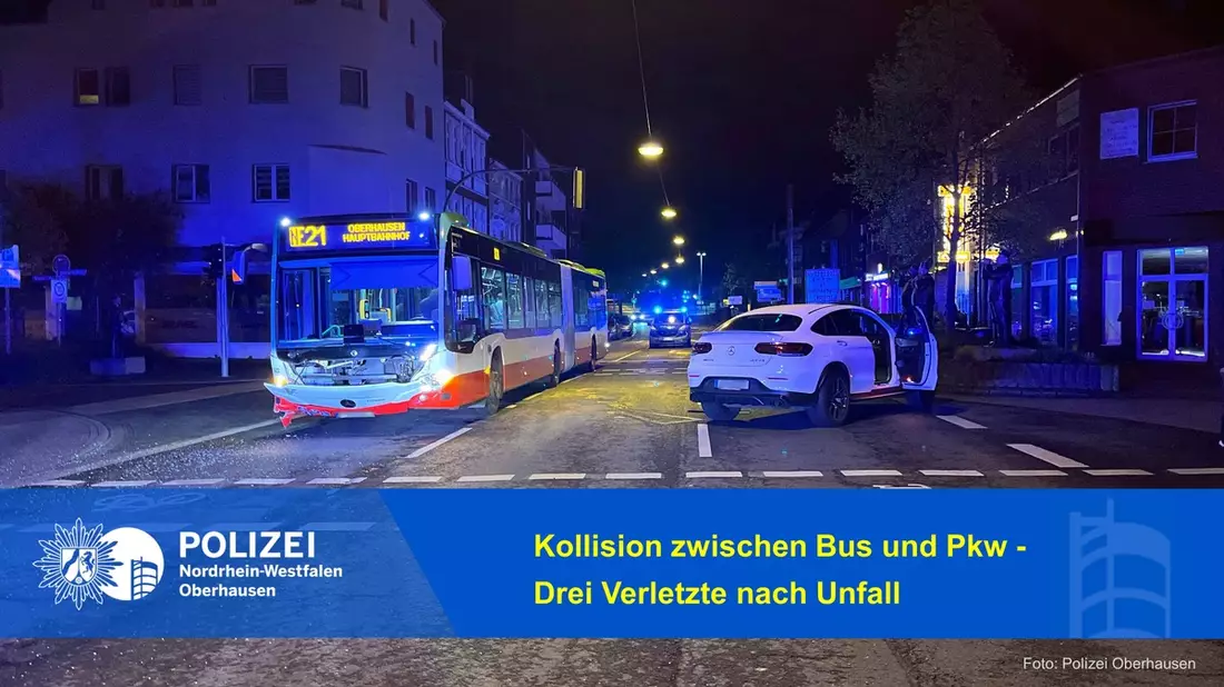 POL-OB: Kollision zwischen Bus und Pkw - Drei Verletzte nach Unfall - Bild: presseportal.de