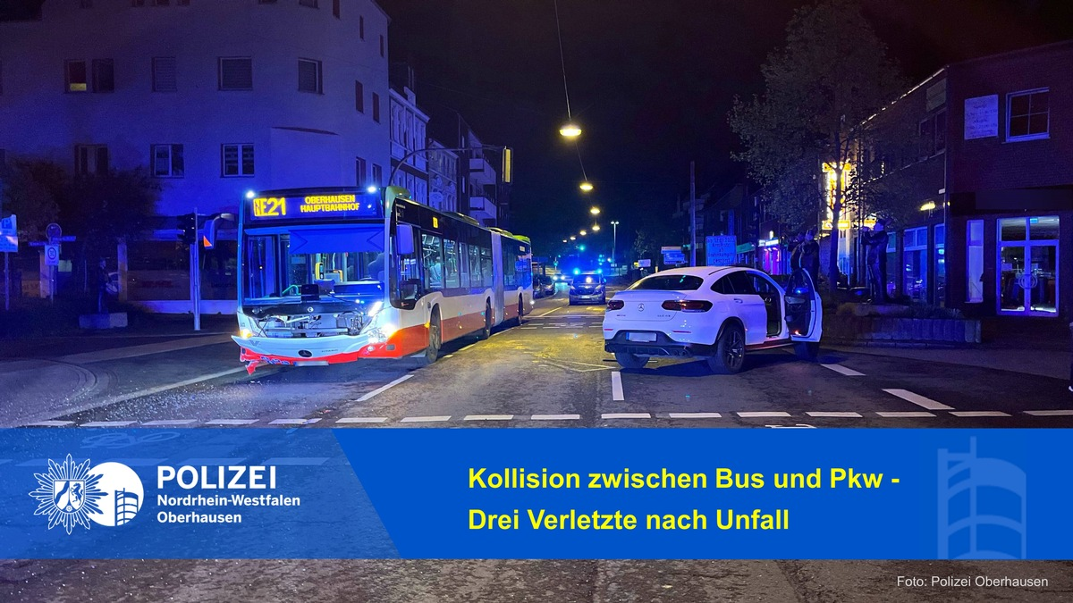 POL-OB: Kollision zwischen Bus und Pkw - Drei Verletzte nach Unfall - Foto: presseportal.de
