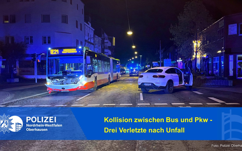 POL-OB: Kollision zwischen Bus und Pkw - Drei Verletzte nach Unfall - Foto: presseportal.de