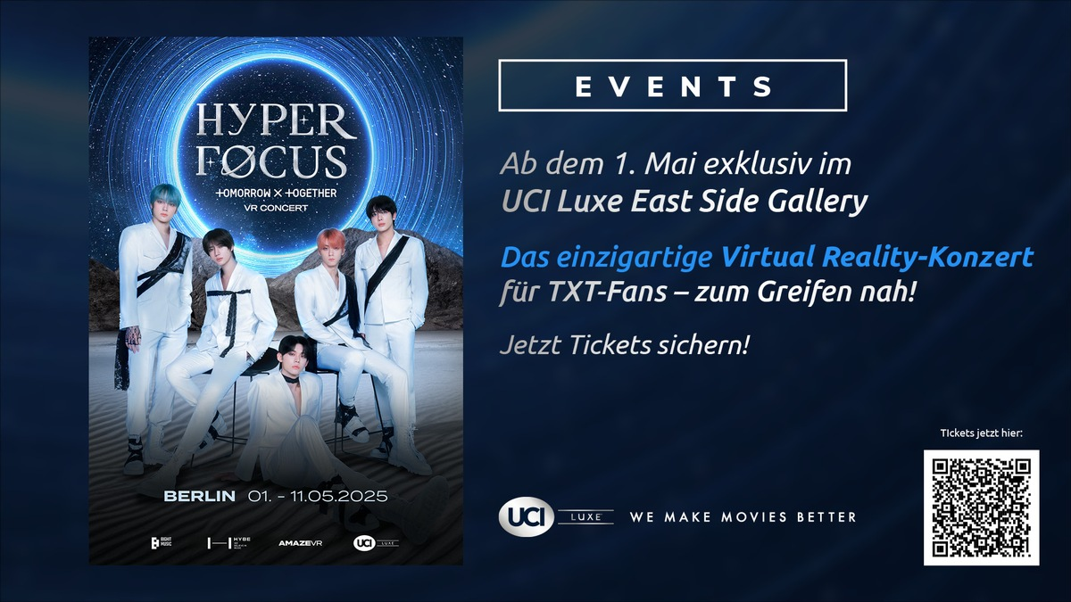 Exklusive Chance für Fans: UCI zeigt einziges Virtual Reality Konzert der Gen Z-Ikonen TOMORROW X TOGETHER ab 1. Mai in Berlin im Kino - Foto: presseportal.de