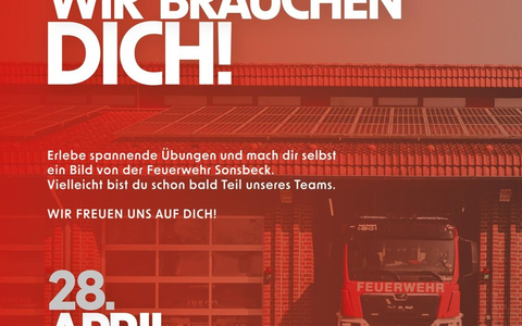FW Sonsbeck: DU brauchst uns - wir brauchen DICH: Freiwillige Feuerwehr Sonsbeck lädt zum Schnuppertag ein - Foto: presseportal.de FW Sonsbeck: DU brauchst uns - wir brauchen DICH: Freiwillige Feuerwehr Sonsbeck lädt zum Schnuppertag ein - Foto: presseportal.de