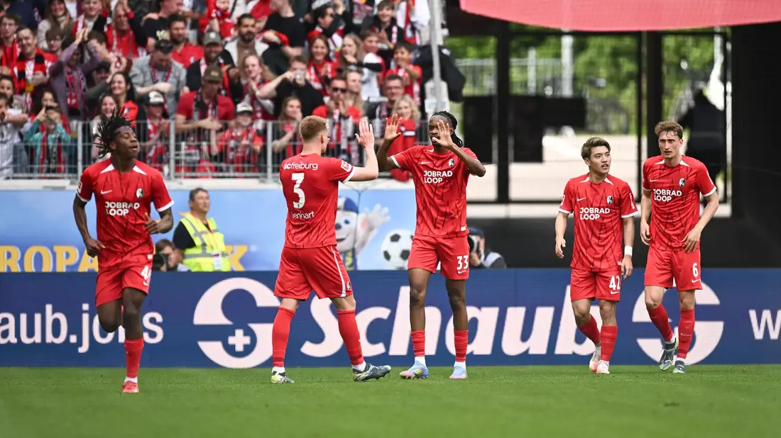Die Freiburger gewannen ein turbulentes Spiel gegen Hoffenheim. - Bild: Silas Stein/dpa