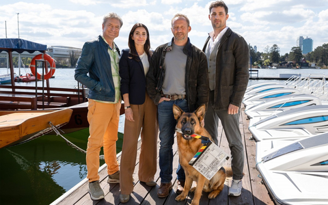 Alfred Dorfer Doris Golpashin Maximilian Brückner Ferdinand Seebacher Capo Kommissar Rex - Foto: SAT.1/ORF/MR-Film/Anjeza Cikopano, presseportal.de