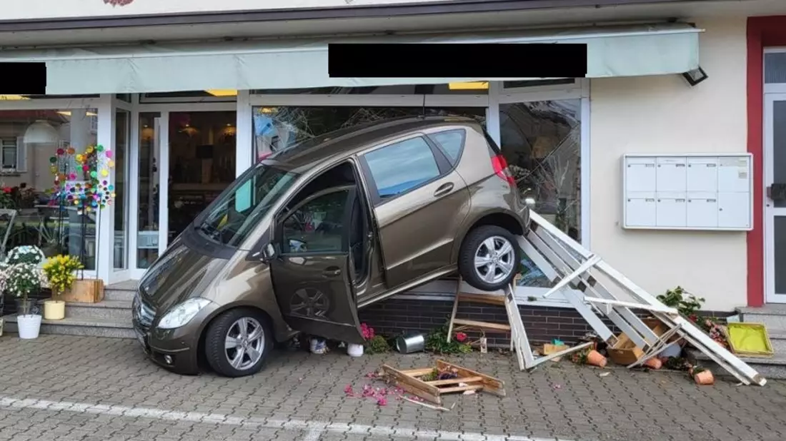 POL-PDNW: PI Haßloch - Verkehrsunfall: Auto fährt in Blumengeschäft - Bild: presseportal.de