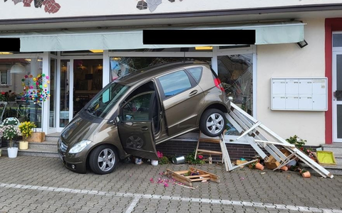 POL-PDNW: PI Haßloch - Verkehrsunfall: Auto fährt in Blumengeschäft - Foto: presseportal.de