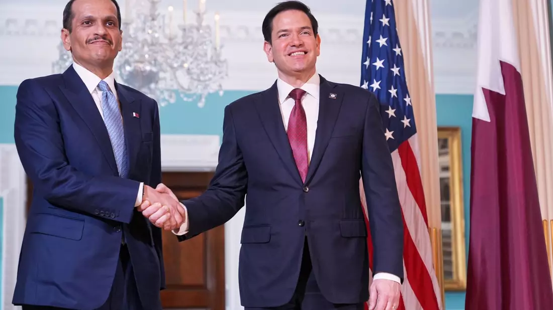 Rubio und Al Thani sprechen in Washington über die Lage im Nahen Osten. - Bild: Jacquelyn Martin/AP/dpa