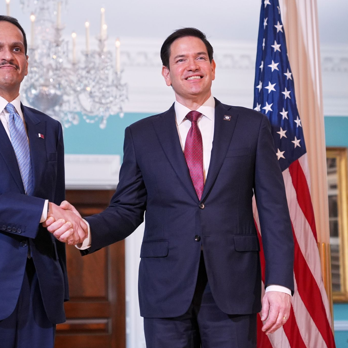 Rubio und Al Thani sprechen in Washington über die Lage im Nahen Osten. - Foto: Jacquelyn Martin/AP/dpa