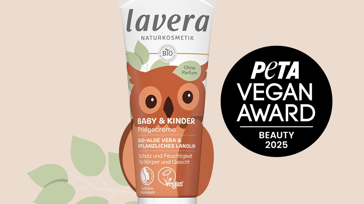 lavera Naturkosmetik gewinnt PETA Vegan Beauty Award 2025 mit der Baby & Kinder Pflegecreme - Foto: presseportal.de