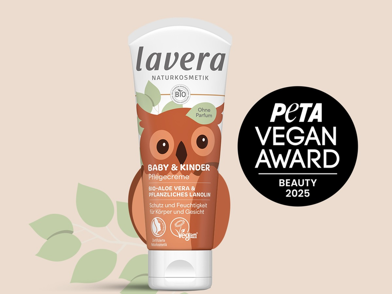 lavera Naturkosmetik gewinnt PETA Vegan Beauty Award 2025 mit der Baby & Kinder Pflegecreme - Foto: presseportal.de