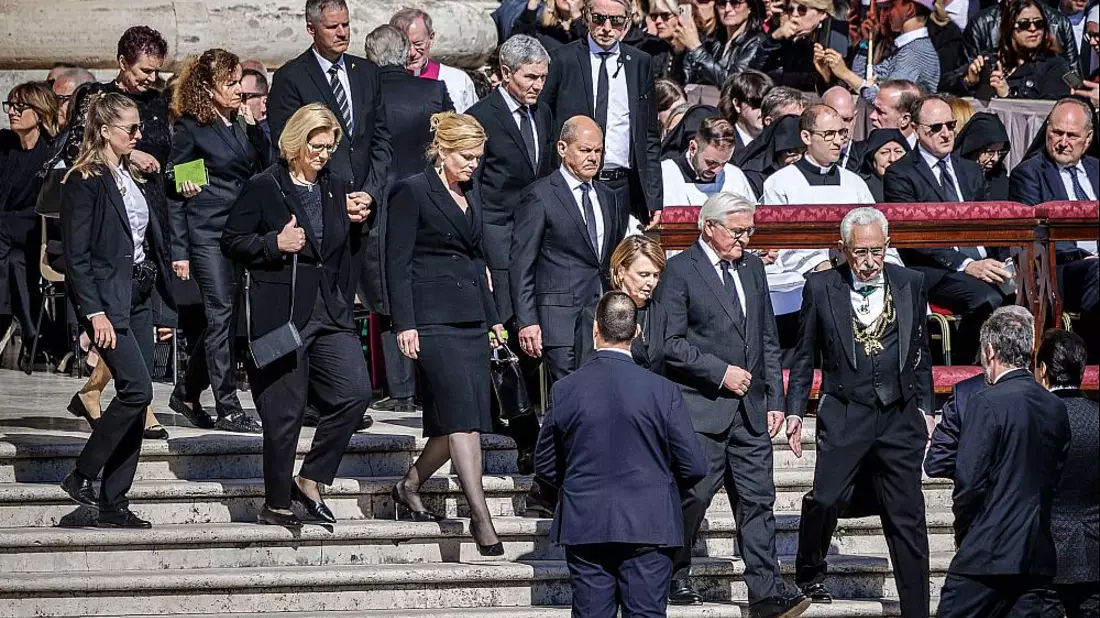 Olaf Scholz beim Papst-Begräbnis am 26.04.2025 - Bild: Butzmann, Dominik/BPA,  Text: über dts Nachrichtenagentur