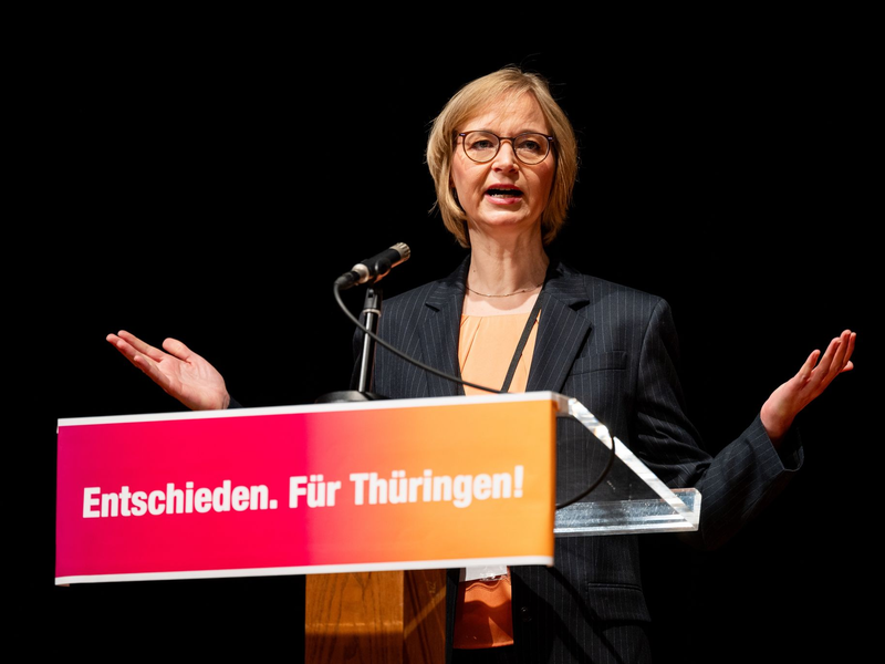 Katja Wolf setzte sich in einer Kampfkandidatur um den Thüringer Parteivorsitz durch  - Foto: Jacob Schröter/dpa