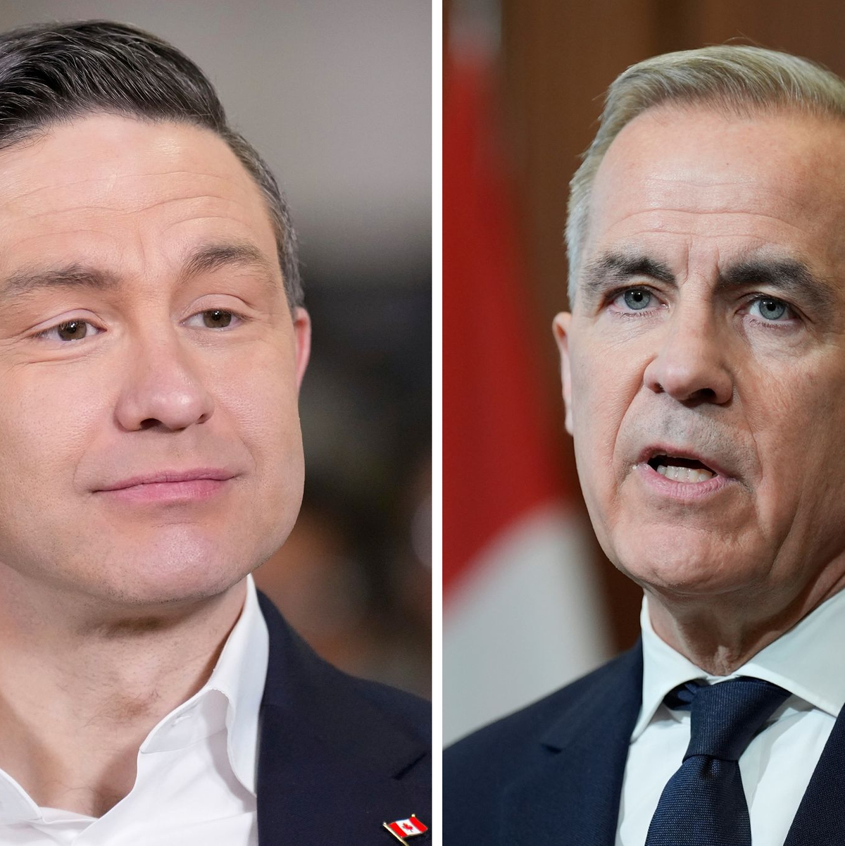 Mark Carney (rechts) und Pierre Poilievre wollen Premierminister von Kanada werden. (Archivbilder) - Foto: Adrian Wyld/Chris Young/The Canadian Press/AP/dpa