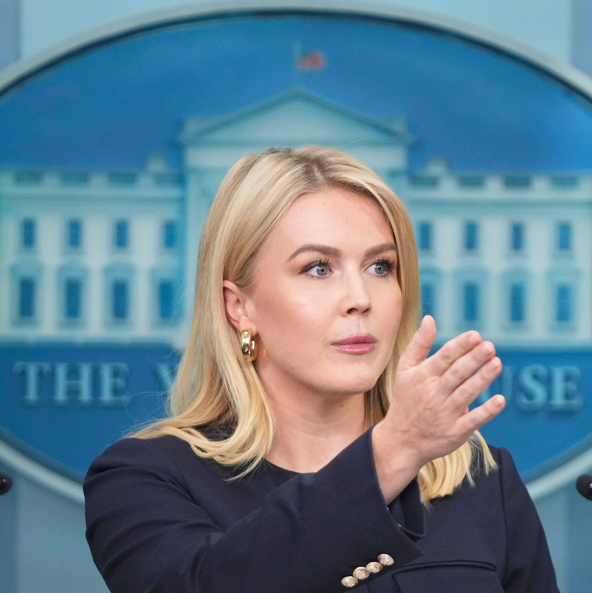 Trumps Sprecherin Karoline Leavitt hat Amazon kritisiert. (Archivbild) - Foto: Mark Schiefelbein/AP/dpa