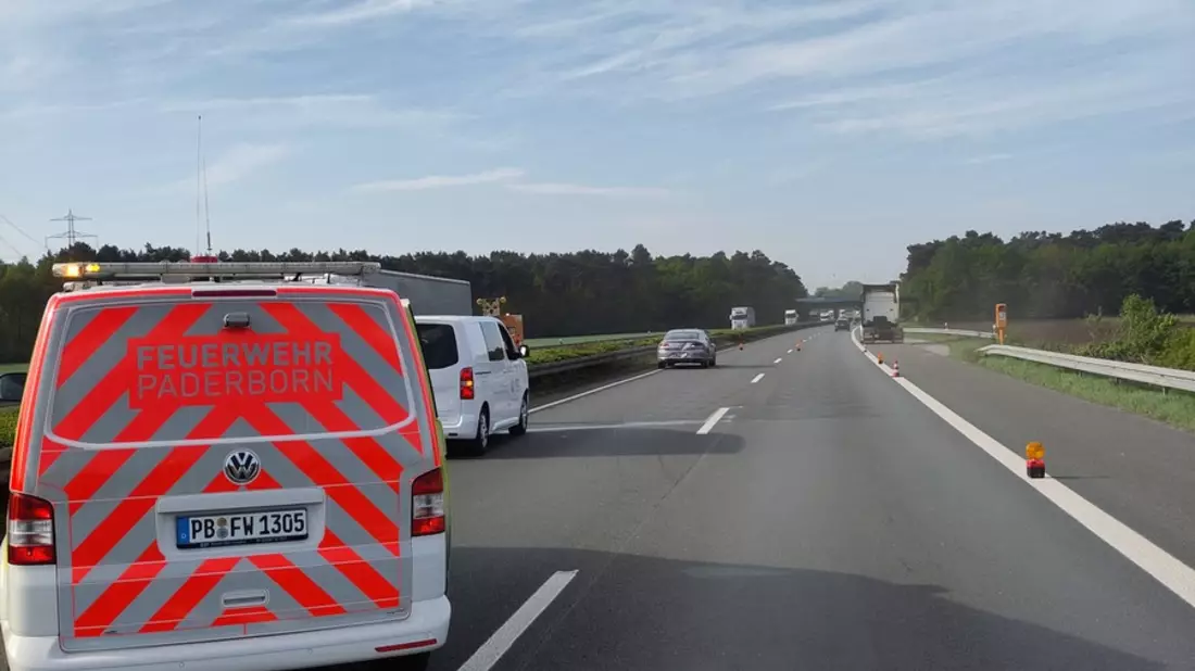 FW Paderborn: Verkehrsunfall auf der Autobahn 33 - Bild: presseportal.de