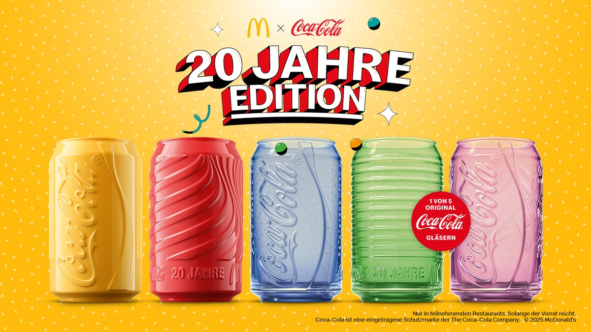 20 Jahre Kultdesign: Die neuen Coca-Cola® Gläser sind da - exklusiv bei McDonald's Deutschland - Foto: presseportal.de