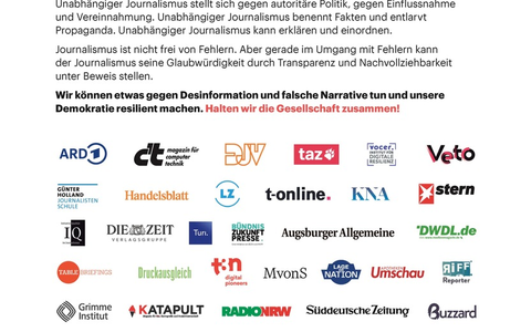 Tag der Pressefreiheit: Mehr als 45 Medienhäuser und Journalismus-Organisationen setzen ein Zeichen für die Demokratie - Foto: presseportal.de