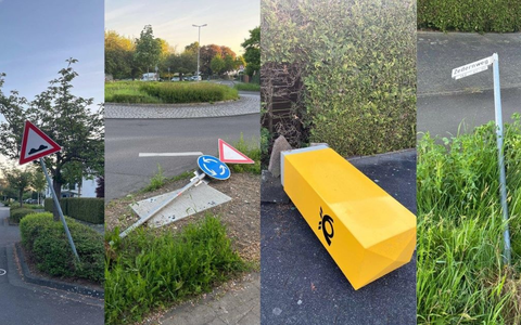 POL-SU: Kreisverkehrsfläche verwüstet - Verkehrsschilder beschädigt - Foto: presseportal.de