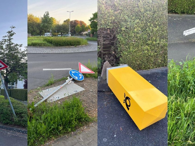 POL-SU: Kreisverkehrsfläche verwüstet - Verkehrsschilder beschädigt - Foto: presseportal.de