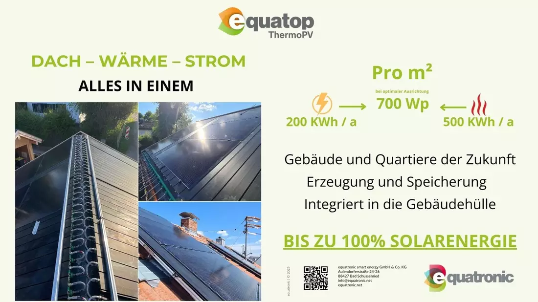 equatronic präsentiert auf der Intersolar 2025 das revolutionäre All-in-One-Energiedach equatop ThermoPV - Bild: presseportal.de