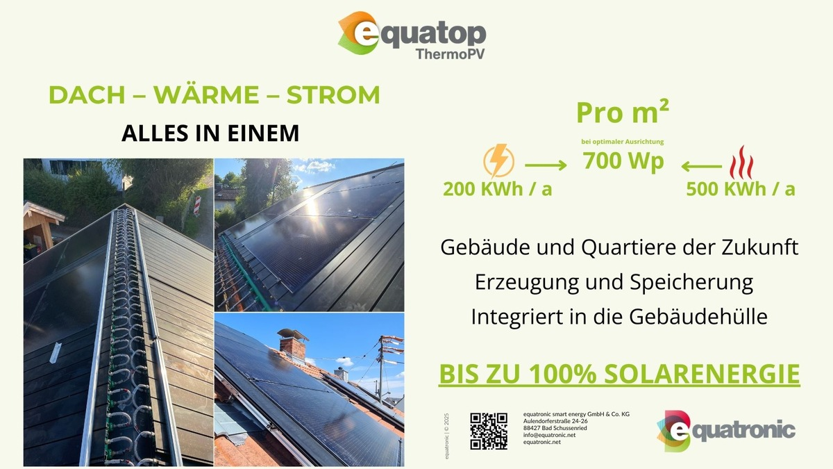 equatronic präsentiert auf der Intersolar 2025 das revolutionäre All-in-One-Energiedach equatop ThermoPV - Foto: presseportal.de