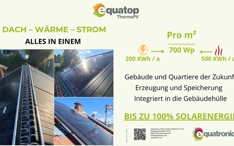 equatronic prÀsentiert auf der Intersolar 2025 das revolutionÀre All-in-One-Energiedach equatop ThermoPV - Foto: presseportal.de equatronic prÀsentiert auf der Intersolar 2025 das revolutionÀre All-in-One-Energiedach equatop ThermoPV - Foto: presseportal.de