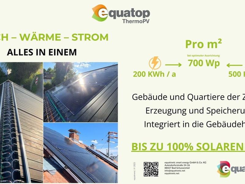 equatronic präsentiert auf der Intersolar 2025 das revolutionäre All-in-One-Energiedach equatop ThermoPV - Foto: presseportal.de