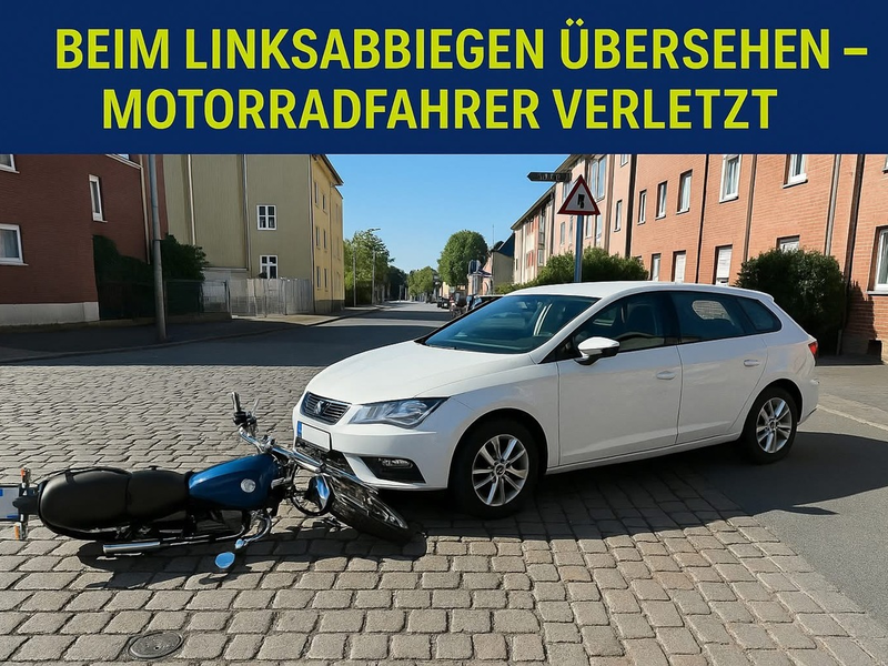 POL-DU: Wanheimerort: Beim Linksabbiegen übersehen - Motorradfahrer verletzt - Foto: presseportal.de